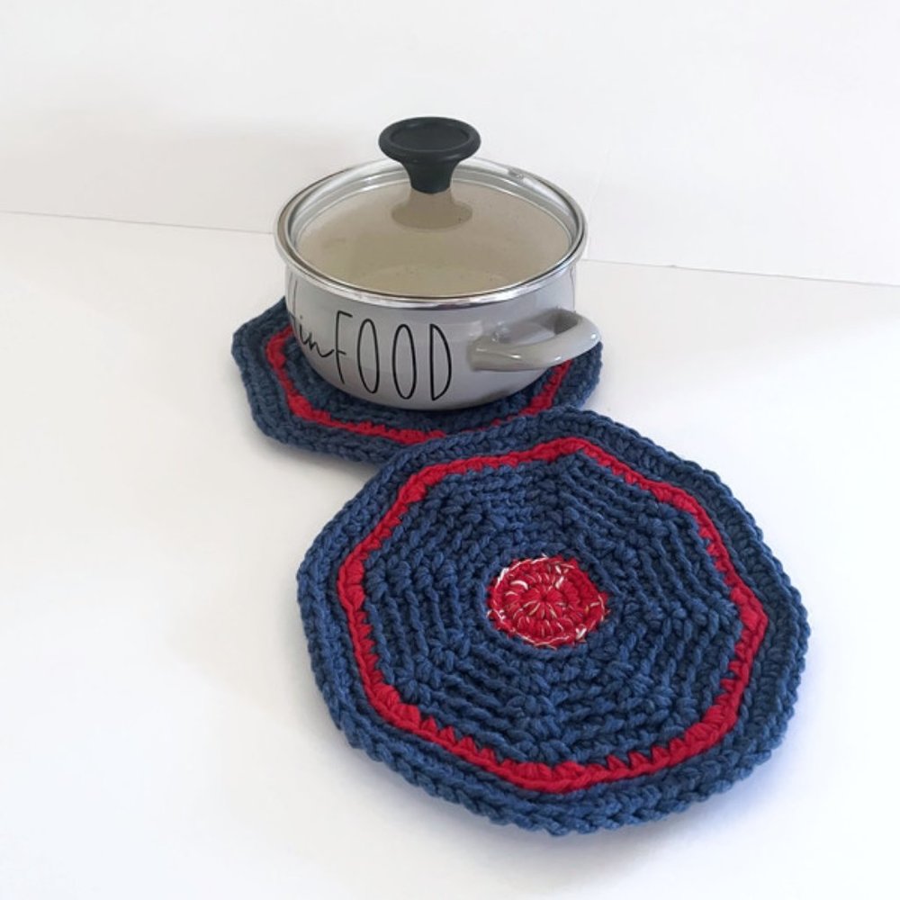 Crochet pot holders, kitchen decor, handmade trivet